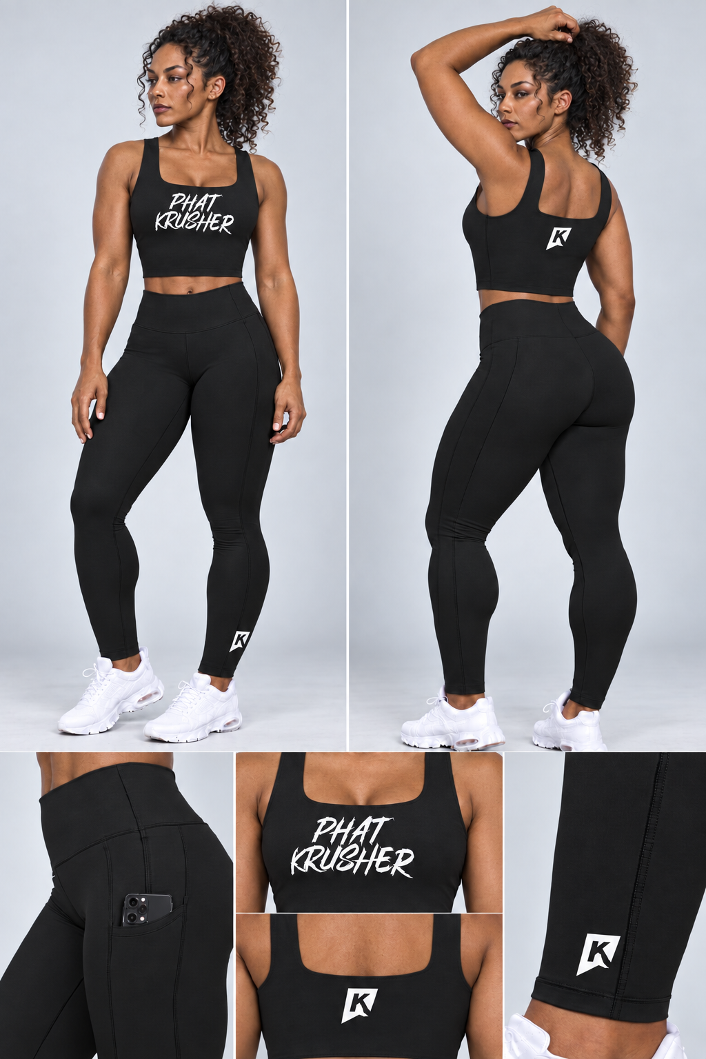 Krusher Signature Blackout Body-Control Compression 2-Piece Leggings Set