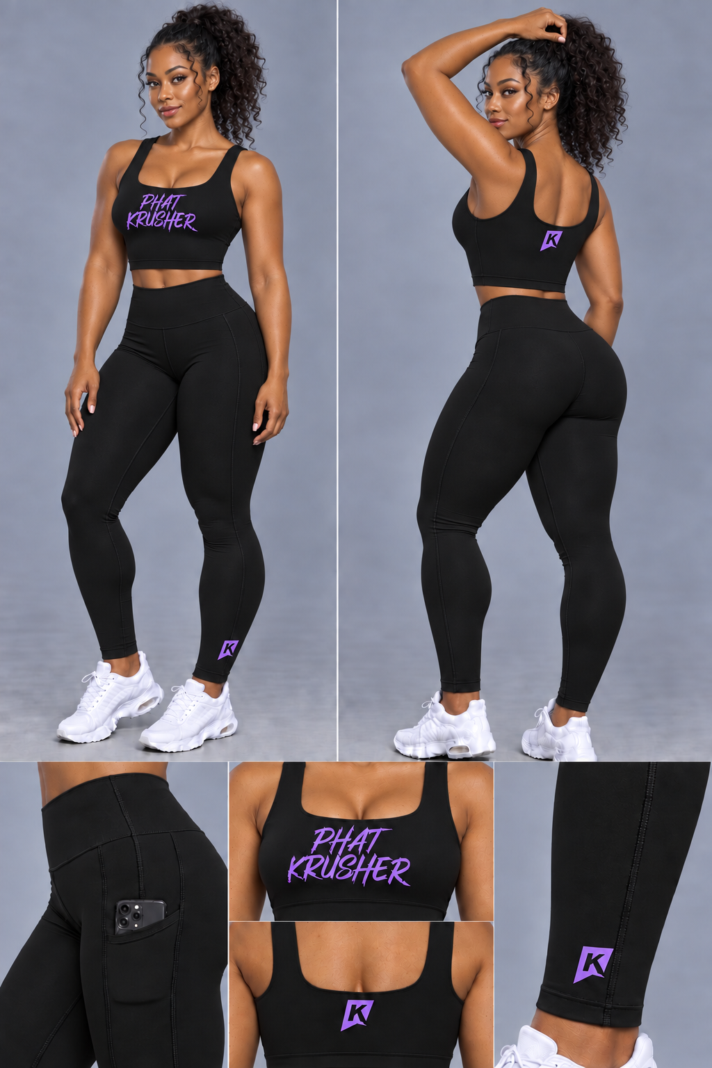 Krusher Signature Blackout Body-Control Compression 2-Piece Leggings Set