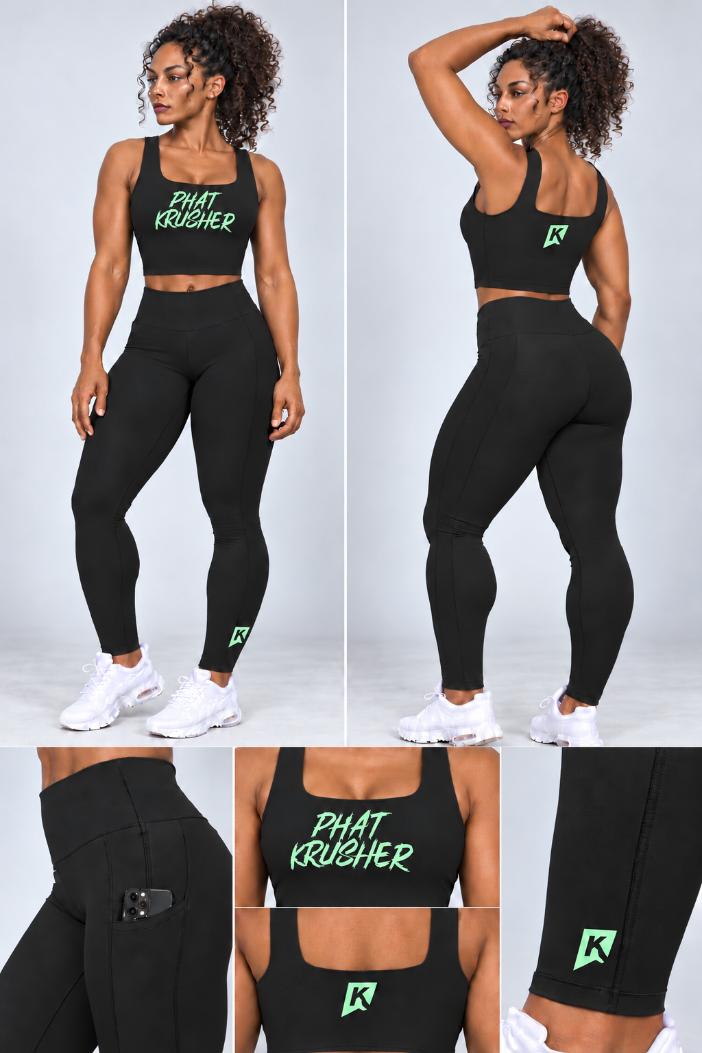 Krusher Signature Blackout Body-Control Compression 2-Piece Leggings Set